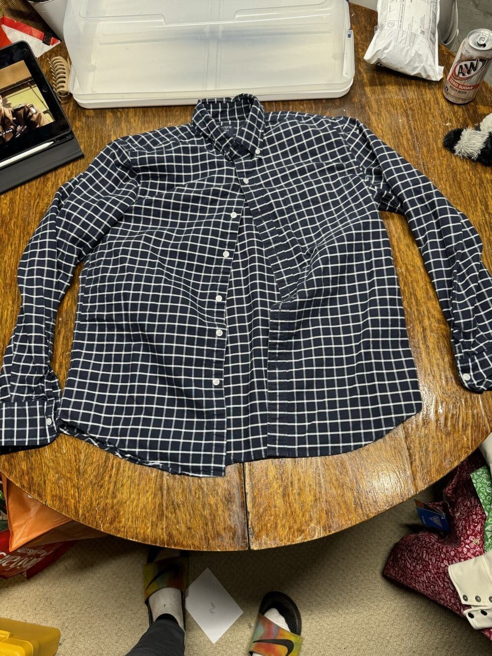 J Crew Flex Oxford Button Up Shirt Mens Size L Collar Casual Long Sleeve